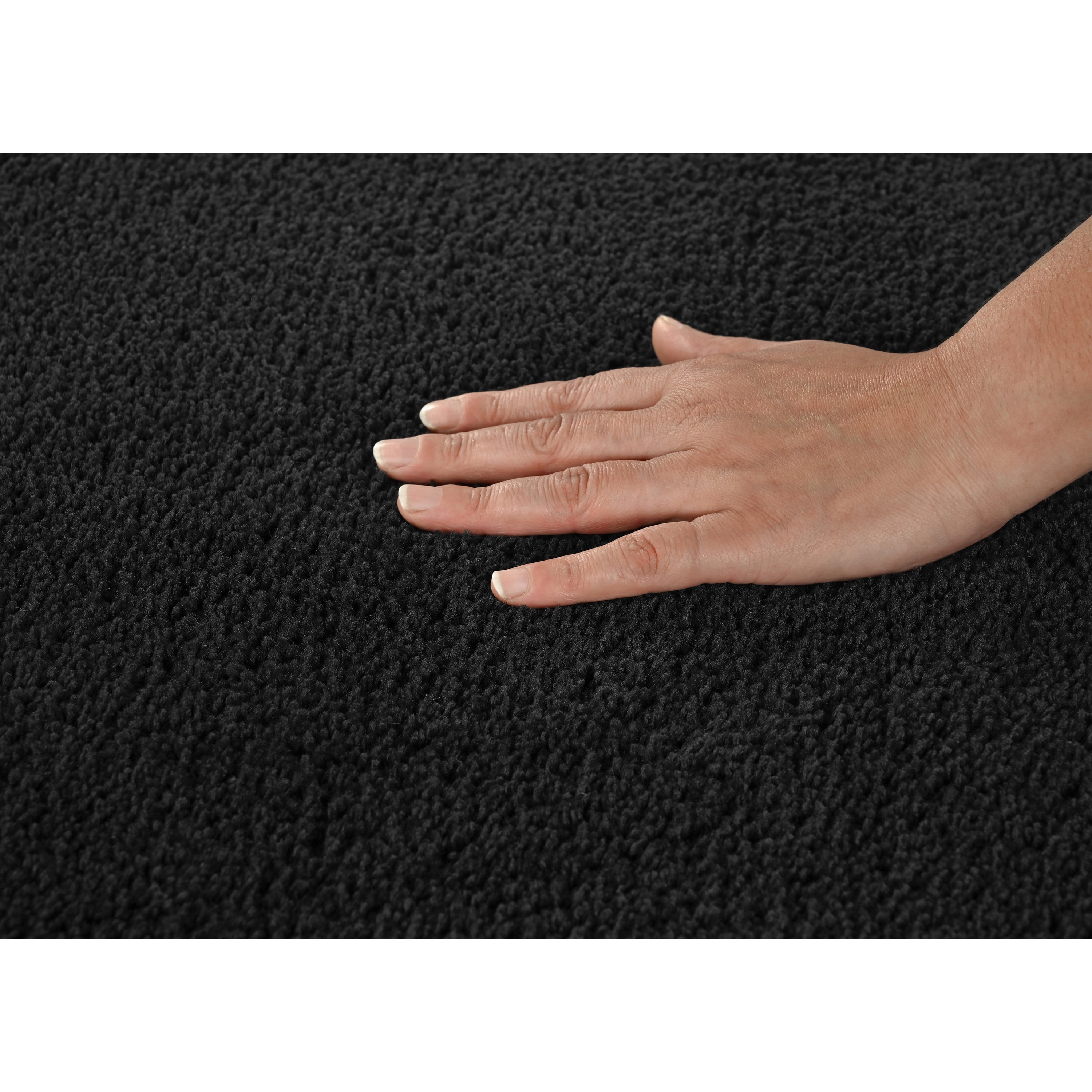 Garland Rug Gramercy Washable Bath Rug Set, 4-Piece (2 Bath Rugs, Contour Rug, Runner Rug) Black