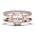 thumbnail image 1 of Beautiful Boho And hippie 1.85 Carat Oval Cut Diamond Moissanite Engagement Ring, Wedding Ring, One Matching Band in 925 Sterling Silver With 18k Rose Gold Plating Romanic Gift For Her, 1 of 4