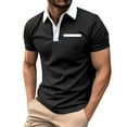 thumbnail image 2 of Golf Shirts for Men Color Block Pollover Men's Polo Shirts Short Sleeve Heathy Moisture Wicking Casual Collared Shirts Button Down with Pockets Polo T Shirts for Men, 2 of 5
