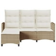 thumbnail image 5 of vidaXL Reclining Patio Sofa with Cushions L-shaped Beige Poly Rattan, 5 of 12