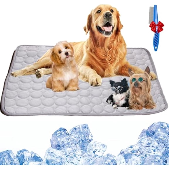 Alnera Cooling Pet Mat, Pet Cool Mats for Dogs and Cats, Washable & Portable Pets Soft Pad for Indoor or Outdoor, Durable and Machine Washable Material (Gray, X-Small)