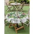 thumbnail image 3 of Outdoor Tablecloth with Umbrella Hole and Zipper, St Patrick's Day Round Table Cloth 60 Inch Waterproof Tablecloth, Green Lucky Shamrock Wreath Spring Vintage Picnic Table Cover for Patio Camping, 3 of 7