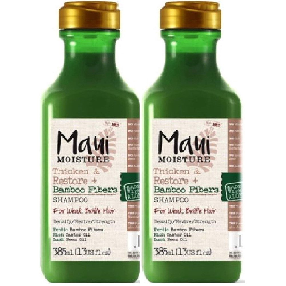 Maui Moisture Shampoo Bamboo Fibers 13 Ounce (Thicken/Restore) (385ml) (2 Pack)