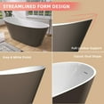 thumbnail image 2 of 59" Acrylic Freestanding Bathtub, Matte Grey Modern Stand Alone Soaking Bathtub, Brushed Nickel Drain and Minimalist Linear Design Overflow Included Easy to Install, 2 of 9