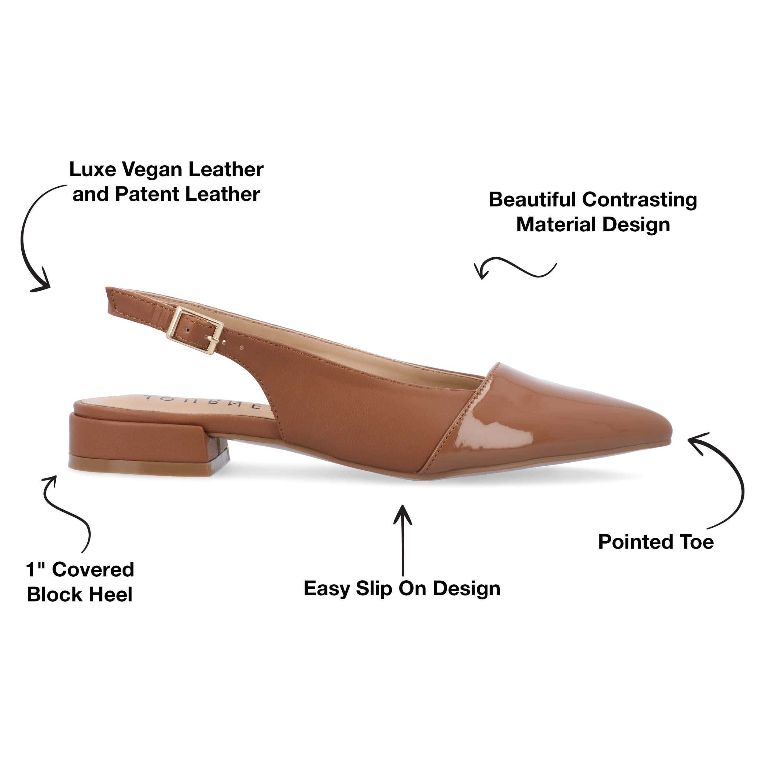 Journee Collection Womens Bertie Sling Back Two Tone Pointed Toe