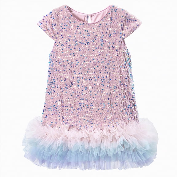 Toddler Girls Sequin Dress A-Line Sparkly Sleeveless Wedding Gown Party Dresses for Girls Kids Summer Clothes