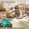 thumbnail image 4 of ODIKA 8'x10' Washable Area Rug Flamingo Tropical Welcome Motif With Boho Floral And Botanical Accents for Dining Room, Large Office, Lounge, Non-Slip Chair-Friendly Mat, 4 of 7