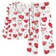 thumbnail image 7 of Riecok Cute Pajama Sets for Women Valentine's Day Long Sleeve Button down Shirts and Pants Heart Print Cozy Soft Sleepwear, 7 of 7