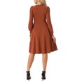 thumbnail image 3 of INSPIRE CHIC Vestidos de Manga Larga para Mujeres Cuello Redondo Elegante Cóctel Fiesta Trabajo Longitud de la Rodilla L Caramelo, 3 of 6