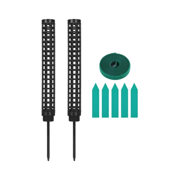 2 huecos para plantas, soporte de crecimiento con notas adhesivas, estacas prácticas para plantas para patio, jardín, plantas trepadoras, Negro Gloria poste de liquen