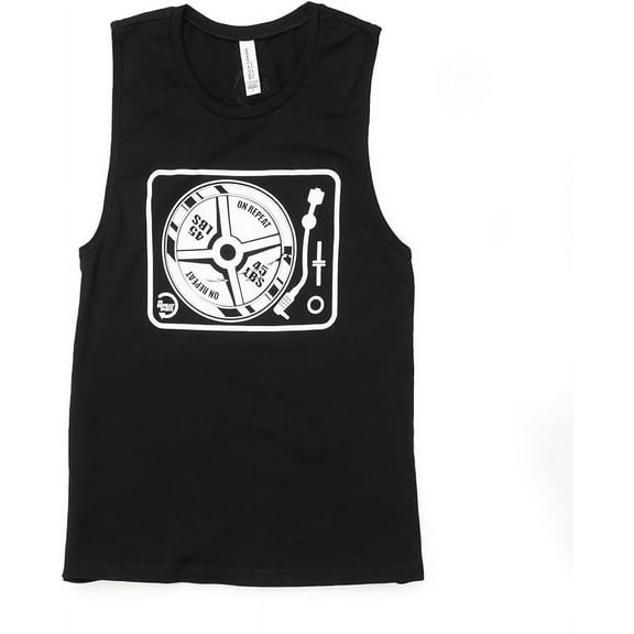 Turntable Ladies Premium Workout Muscle Tank Top - Medium Black