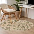 thumbnail image 4 of Round Area Rug 3 Ft, Vintage Botanical Washable Non-Slip Circle Carpet for Living Room/Bedroom, Country Herbs Leaves Plants Flowers Brown Low-Profile Small Floor Mats Collection Rugs for Indoor, 4 of 8