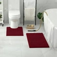thumbnail image 6 of 2 Pieces Bathroom Rugs, Ultra Soft Non Slip Absorbent Chenille Toilet Bath Mat Set (Burgundy), 6 of 6
