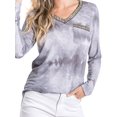 thumbnail image 3 of Pull à Manches Longues Col en V avec Poche Imprimé Tie-Dye pour Femmes, 3 of 6