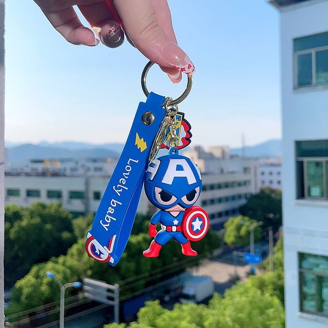 Llaveros de silicona de superhéroes de Marvel, llaveros de dibujos animados, lindos vengadores, llavero colgante para bolso, Spiderman, Iron Man, accesorios Fivean unisex