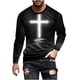 thumbnail image 2 of Blusas y camisas de manga larga con cuello redondo para hombre, blusa informal de manga larga con cuello redondo y estampado de rayas, blusa de poliéster para hombre, 2 of 5