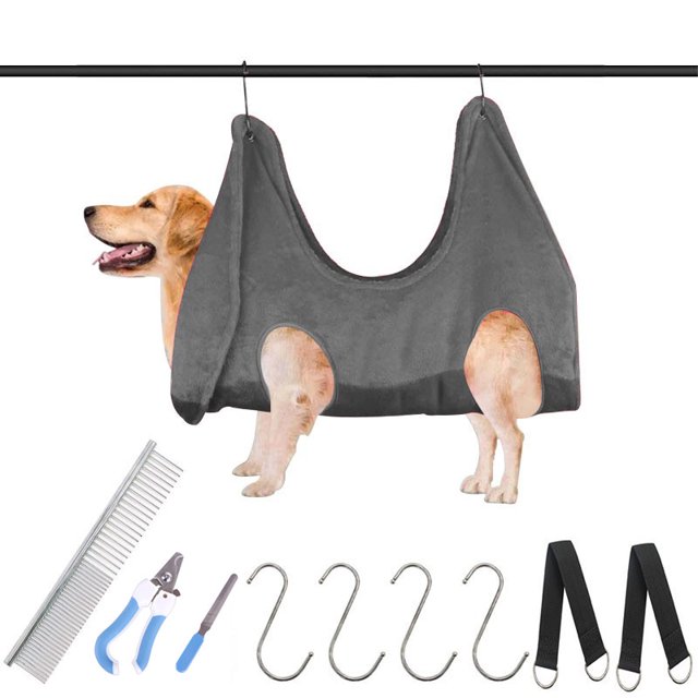 Pet Grooming Hamaca Hamaca Ayuda para Gato Perro Multifuncional 2 en 1 Secado Toalla Accesorio Mesa Aseo Recorte de uñas Lavado Aseo Oreja Limpiar Gris L ShuxiuWang 8390613405197