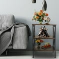 thumbnail image 6 of CERBIOR End Table, Nightstand with 3-Tier Shelf, Metal Frame, Side Sofa Table for Living Room and Bedroom - Rustic Brown, 6 of 8