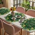 thumbnail image 3 of St Patricks Day Table Cloths for 8 Foot Rectangle Tables, Spring Gold Coin Green Shamrock on Linen Patio Waterproof Elastic Fitted Tablecloths, Washable Rectangular Table Cover for Camping, 3 of 8