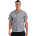 thumbnail image 3 of Doomiva Men Hi-Visibility Short Sleeve Zipper Safety Work Shirt Lightweight Workshop Auto Mechanic Gray 180/XXL, 3 of 7