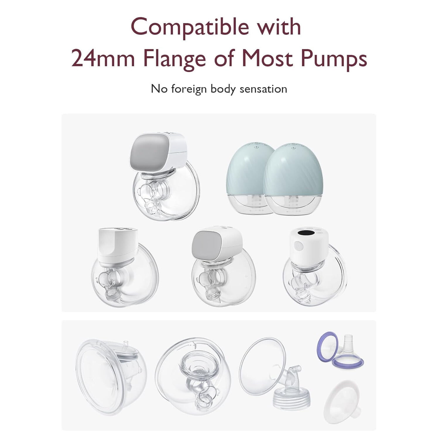 8 Pcs 17mm Breast Pump Flange Inserts Sizing Kit Compatible with 24mm Flange/Shield of Most Pumps, Insert for Breast Pump Replacement Accessories