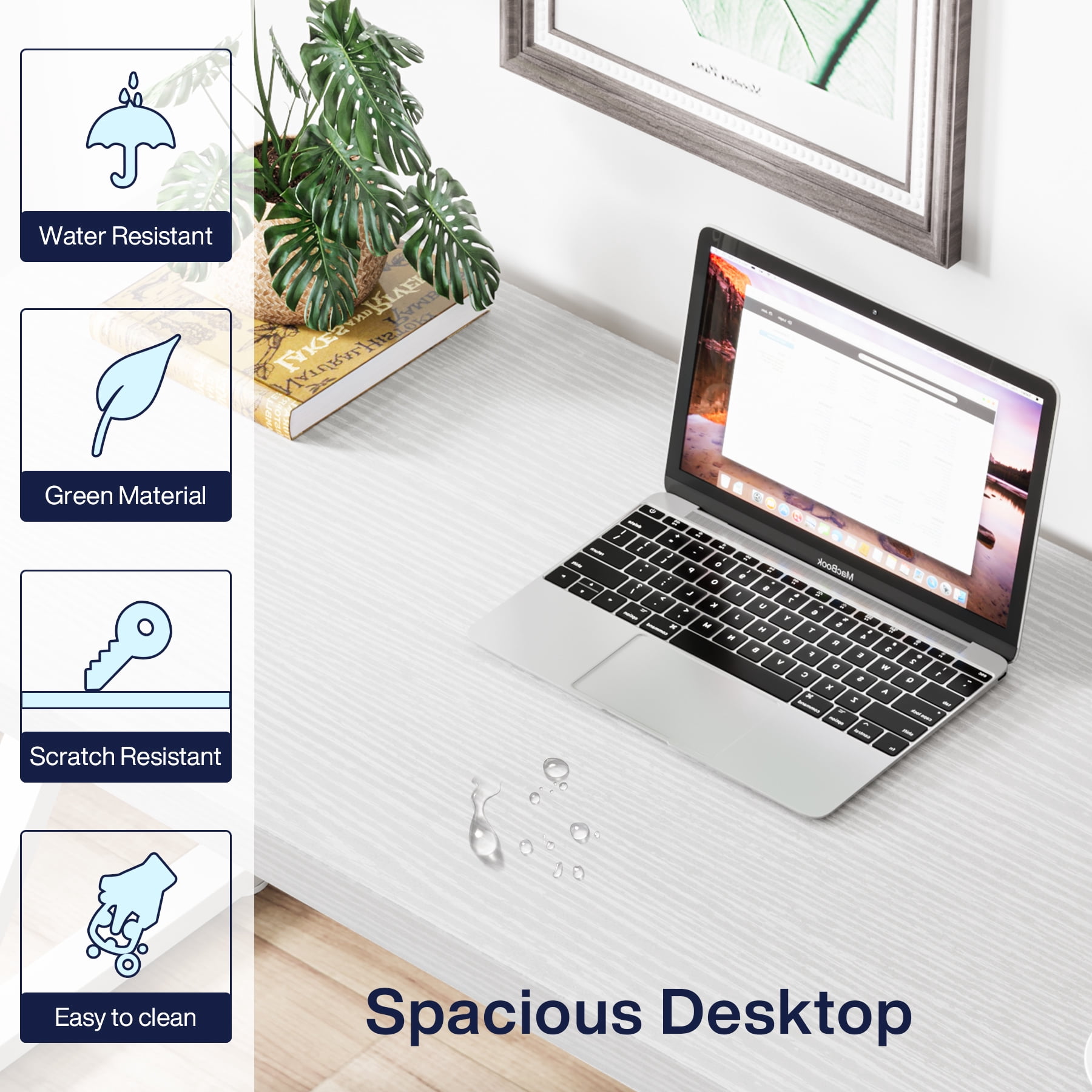 Tribesigns Writing Computer Desk, 55-Inch Modern Simple Study Desk with Z-Shaped Metal Leg, White