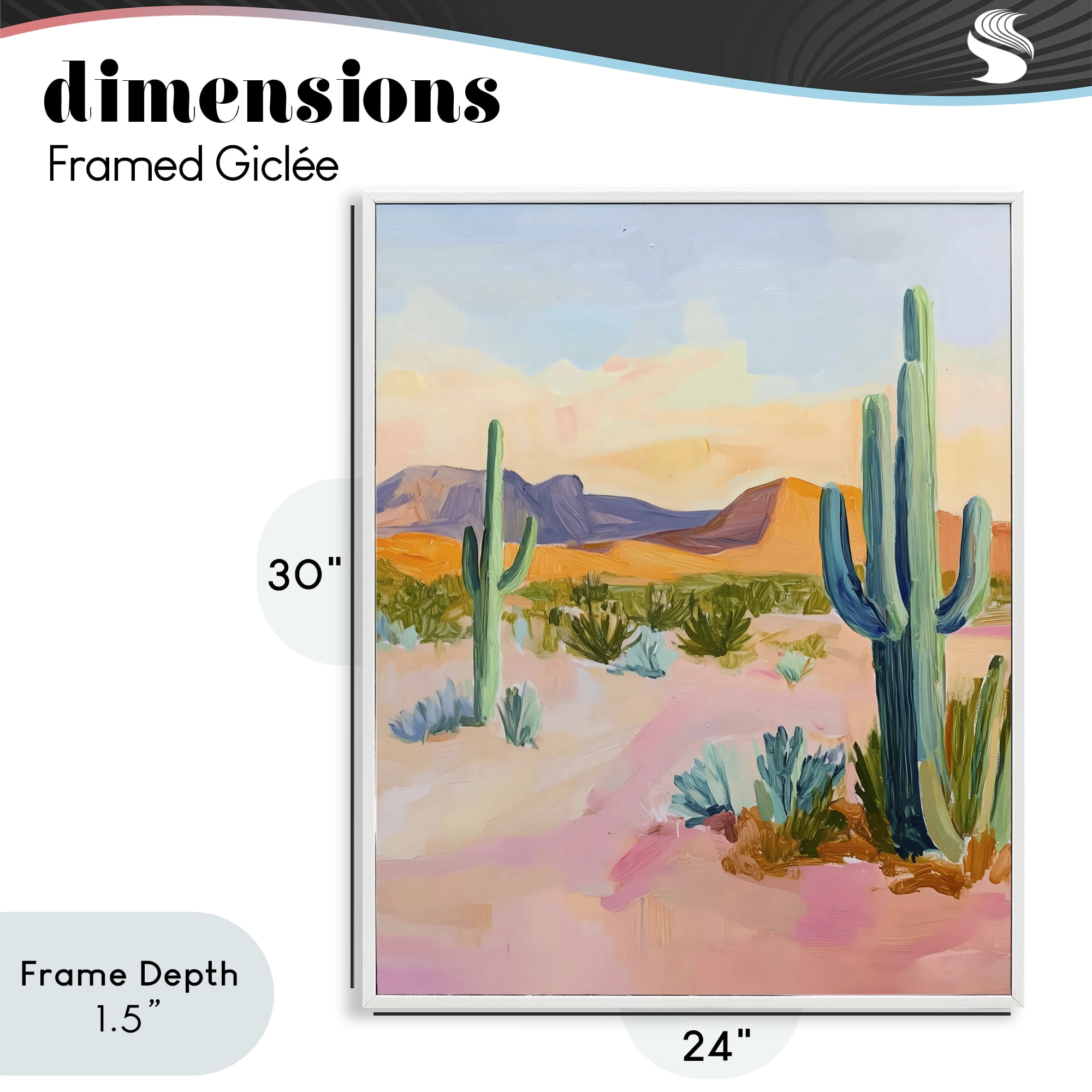 Stupell Industries Cactus Desert with Soft Sunset White Framed Giclee Art, design by The Prints Vibe