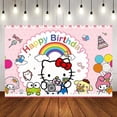 thumbnail image 2 of Telón de fondo de Hello Kitty para cumpleaños, telón de fondo Kawaii de Anime Sanrio, decoración de fiesta, bonito soporte de fondo de dibujos animados kuromi, regalo para niños, 2 of 4