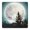 Halloween-608, variant on Elasticized Halloween table decor specifically designed for 36x36 inch square tables, features stretch-to-fit cover with seasonal pumpkin and ghost artwork
