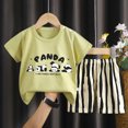 thumbnail image 4 of KPOPLK Baby Boy Summer Set Short Sleeve Shirt Top Shorts 2Pcs Pattern Casual Clothing Outfits for 6Months-6Years(6-12 Months,Light Green), 4 of 4