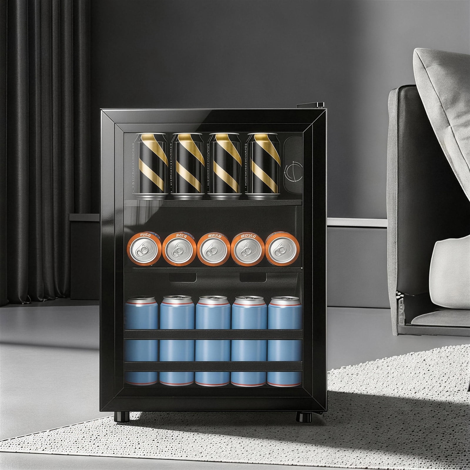 TACOOL 45Cans Mini Beverage Refrigerator Cooler, Mini Fridge with Glass Door 7 Temperature Setting for Home/Bar/Office