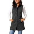 thumbnail image 4 of Women's Long Puffer Vest Stand Collar Sleeveless Puffy Jackets Lightweight Gilet Quilted Warm Coat S Black, 4 of 6