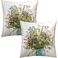 thumbnail image 2 of Watercolor Wildflower Throw Pillow Cover 22x22inch 2 Packs Spring Nature Botanical Mason Jar Cotton Cushion Case Spring Seasonal Farmhouse Pillowcase for Sofa Couch Home Patio, 2 of 14