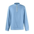 thumbnail image 4 of Zimjoy Men's Quarter Zip Pullover Casual Lightweight 1/4 Zip Sweatshirt Men Fall Mock Neck Long Sleeve 1/4 Zip Fleece Pullover Mens Texture Waffle Sweatshirt, Sky Blue M, 4 of 5