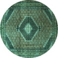 thumbnail image 1 of Ahgly Company Indoor Round Medallion Turquoise Blue Traditional Area Rugs, 8' Round, 1 of 4