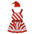 thumbnail image 4 of TiaoBug Kids Girls Chritsmas Candy Cane Costume Sequins Sleeveless Striped Figure Skating Tutu Dress Red 4, 4 of 7