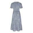 thumbnail image 4 of IROINNID Summer Dresses for Women 2024, Large Size Women Wedding Guest Maxi Dresses with Round Neck and Short Sleeve Ruffled Summer Cooling Sundresses, 4 of 4