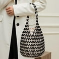 thumbnail image 4 of HUISZJ Woven Hand Bag, Creative Hollow Tote Bag, Handmade Beaded Shoulder Bag for Travel Commute Work (Black), 4 of 10