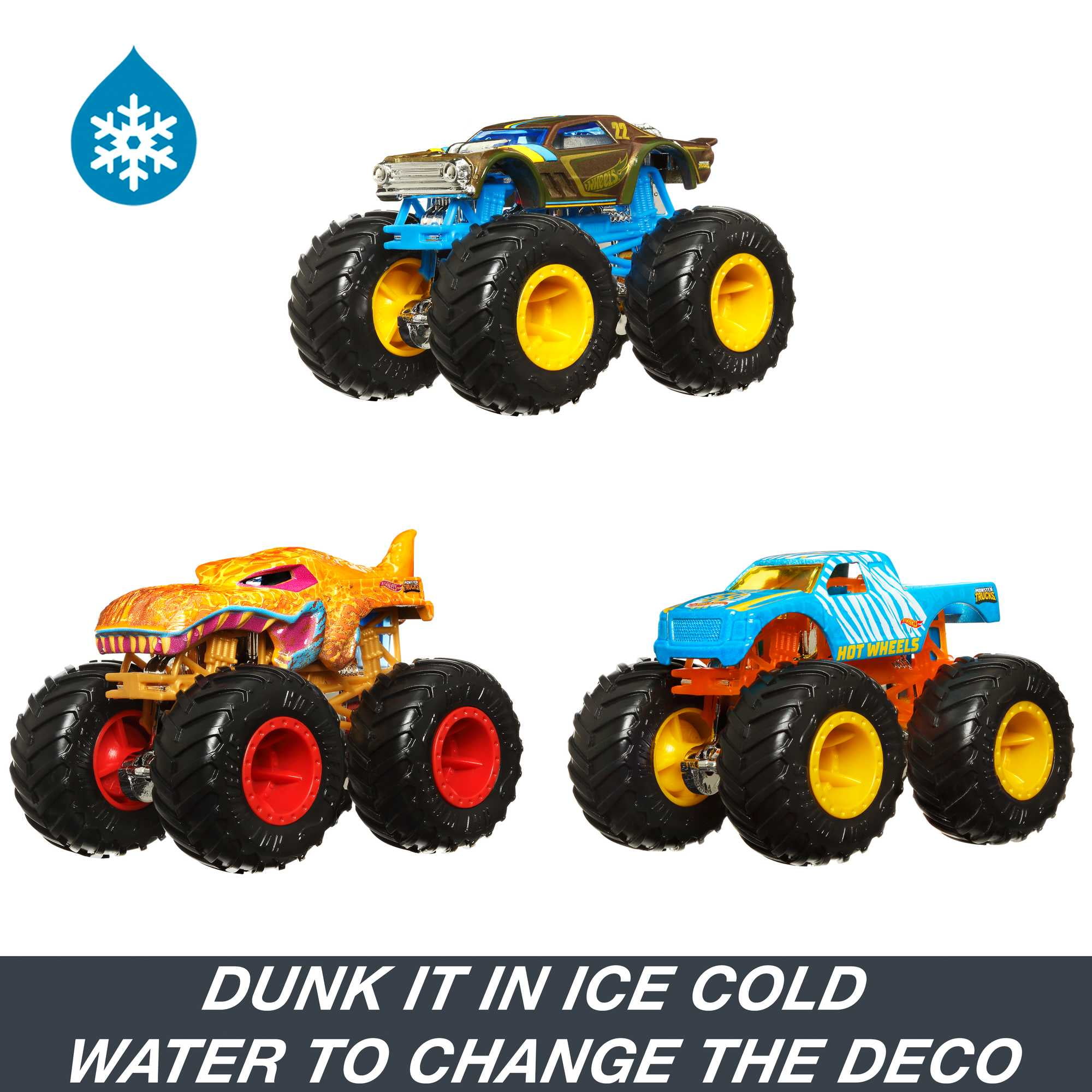 Hot Wheels Monster Trucks Set of 3 1:64 Scale Color Shifters Toy Trucks (Styles May Vary)