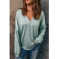 thumbnail image 4 of Melyum Women's Long Sleeve Tops Pullover with Buttons Down Casual Loose Fit V-Neck loose fit tops, 4 of 5