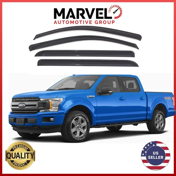 Out-Channel Window Visor Rain Guard Deflectors for Ford F-150 Crew Cab 2015-2020