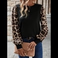 thumbnail image 4 of Camisas de Larga para Mujer, Blusas Raglán con Bloques de Color, Camisetas Básicas Informales de Cuello Redondo, Ropa de Moda de Otoño Negro XL, 4 of 10