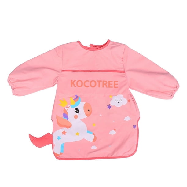 1pc Waterproof Baby Feeding Bib Cartoon Baby Apron Long Sleeve Infant Smock