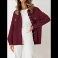 thumbnail image 4 of Chaqueta Informal de Otoño para Mujer, de Larga, con Botones, Holgada y Ligera, con Bolsillos. Vino Tinto L, 4 of 7