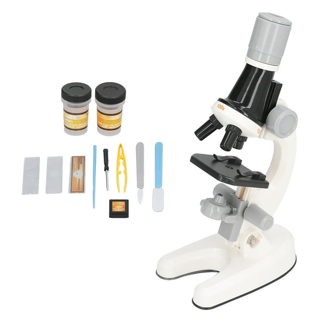 Kit de Microscope pour Enfants, Microscope pour Enfants 1200X à Angle Haute Définition Réglable pour la Maison Blanc, Jaune, Bleu, Orange