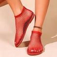 thumbnail image 4 of Qingpeng Womens Rhinestone Embellished Mesh Flat Sandals Open Toe High Ankle Design Breathable Slip On Summer Shoes, 4 of 5