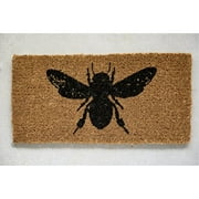 Creative Co-Op Bee Print Natural Coir Doormat, Black
