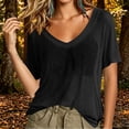 thumbnail image 2 of Admvng Womens Casual Tops Mesh Round Neck Short Sleeve Summer Loose Fit Blouses, 2 of 7