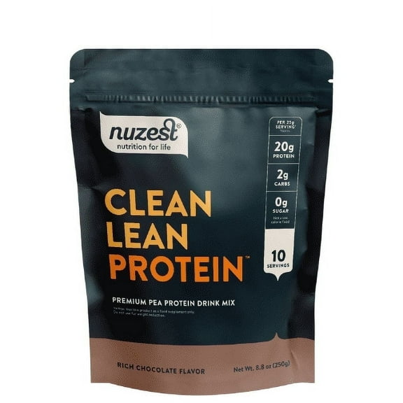 Nuzest - Pea Protein Powder - Clean Lean Protein, Premium Plant Based Protein Powder, Dairy Free, Gluten Free, GMO Free Protein Shake, Rich Chocolate, 8.8 oz
