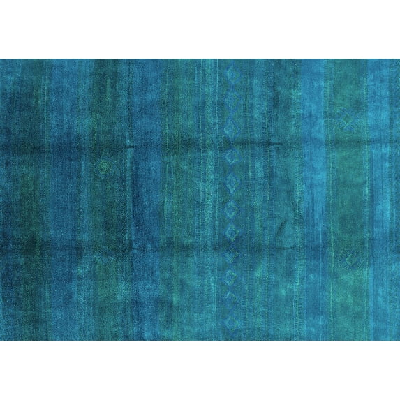 Ahgly Company Indoor Rectangle Persian Turquoise Blue Bohemian Area Rugs, 7' x 9'